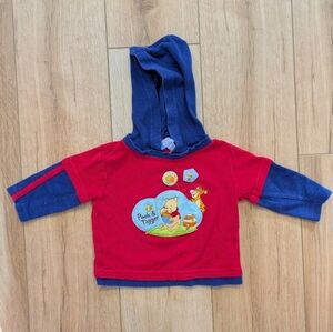 Y2K Winnie The Pooh Red & Blue Hoodie Long Sleeve Shirt
